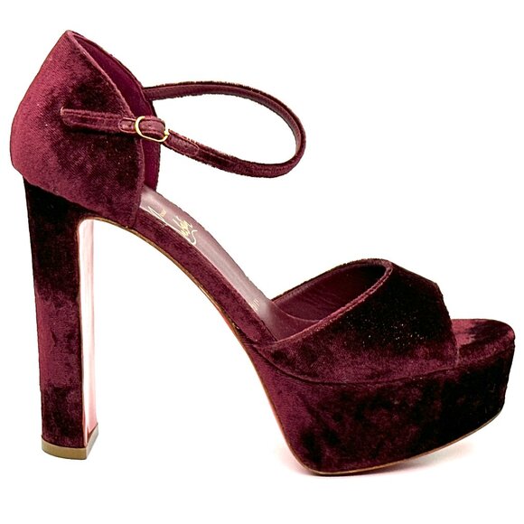 Christian Louboutin SANDALOO Velvet Platform Mary Jane Heels Sandals Shoes - Picture 8 of 16